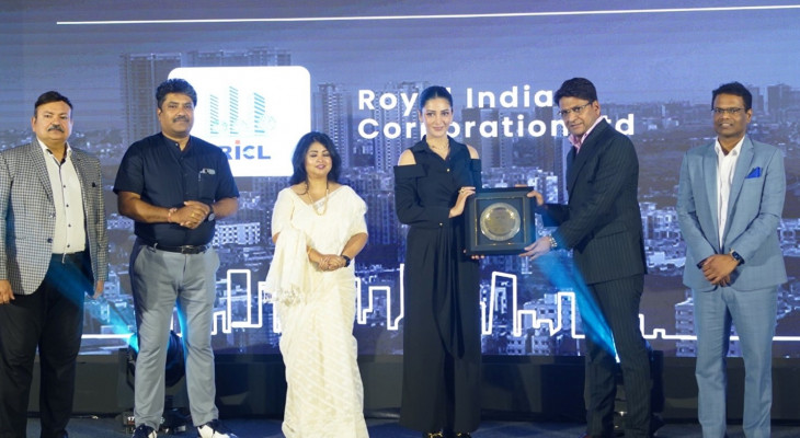 Royal India Corporation Wins Best Upcoming Project Of 2024 In Real Estate Presented By Shruti Haasan